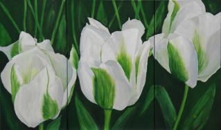 Weie Tulpen, Acryl, 30/40/30x60cm