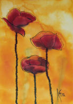 Mohn, Tusche, 50x70cm